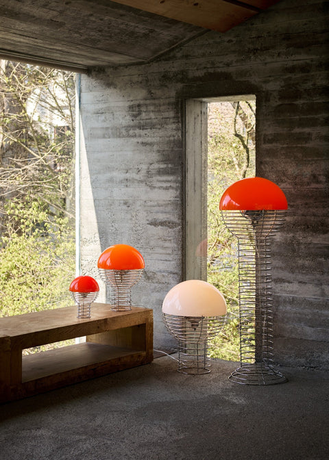 VERPAN Wire Floor Lamp Ø40 with Orange Shade