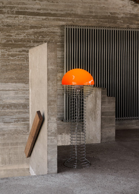 VERPAN Wire Floor Lamp Ø40 with Orange Shade
