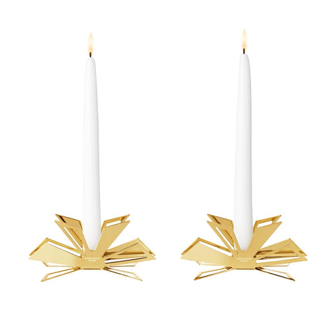 Georg Jensen Gold-Plated Taper Candleholders, 2pcs