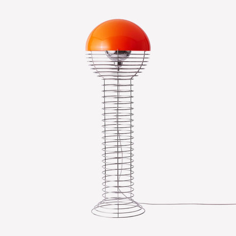 VERPAN Wire Floor Lamp Ø40 with Orange Shade
