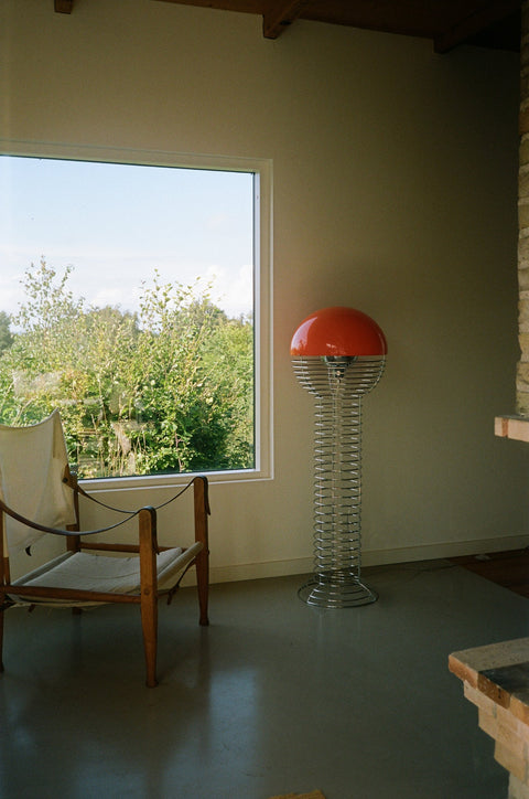 VERPAN Wire Floor Lamp Ø40 with Orange Shade