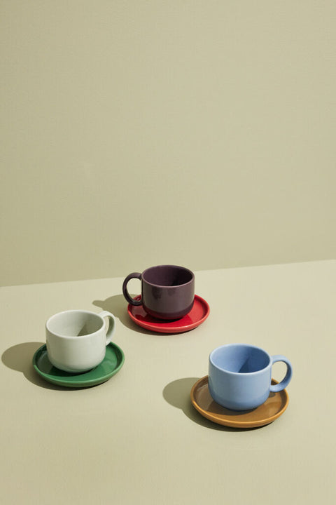 Amare Cup/Saucer Light blue/Brown