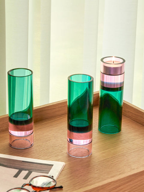 Astro Tealight Holder Green/Pink