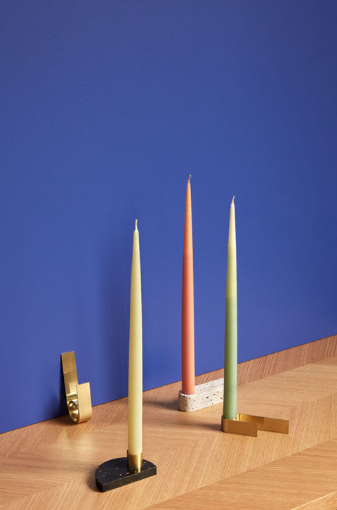 Crescent Candleholder Beige/Black (set of 2)
