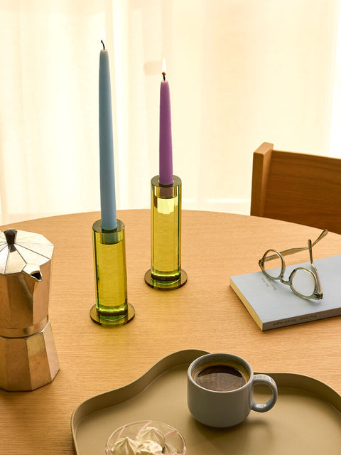 Cut Candleholder Green (set of 2)