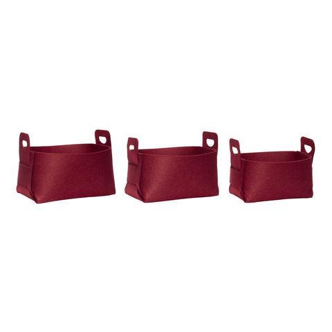 Felt Basket Square Red (set of 3)