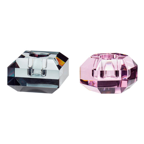 Gem Candleholder Pink/Grey (set of 2)