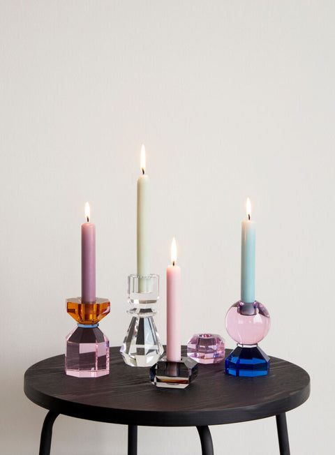Gem Candleholder Pink/Grey (set of 2)