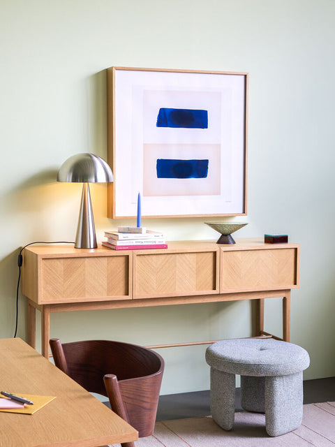 Herringbone Console Table Drawers Natural
