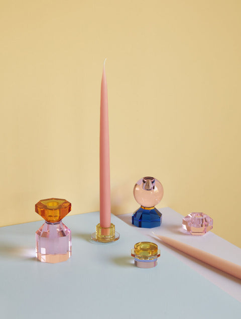 Kiosk Candleholder Yellow/Purple (set of 2)