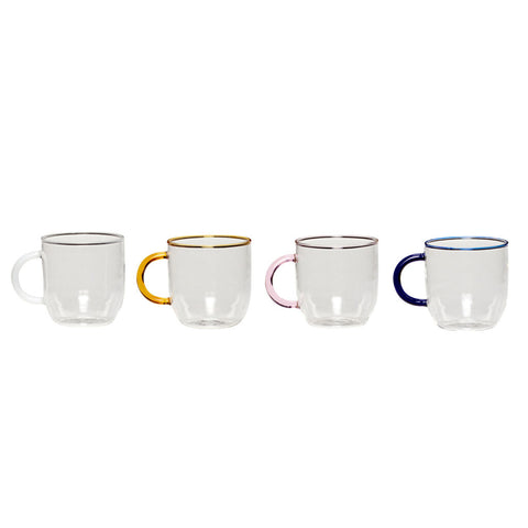 Kiosk Glass Mugs Multicolour (set of 4)