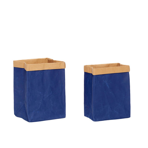 Laundromat Laundry Basket Square Blue/Natural (set of 2)