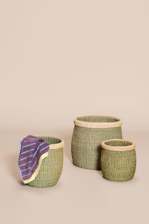 Moss Baskets Green/Natural (set of 3)
