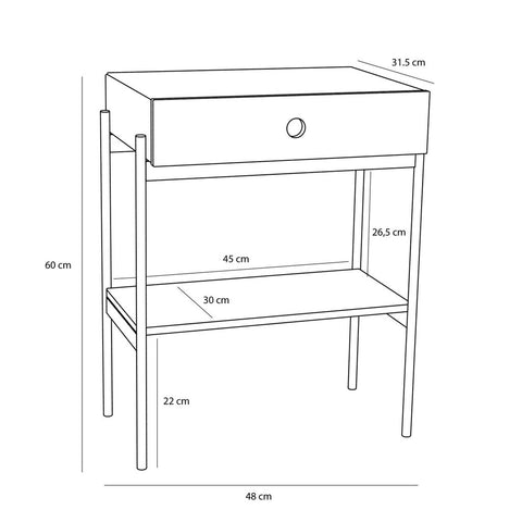Noir Bedside Table Green/Off white