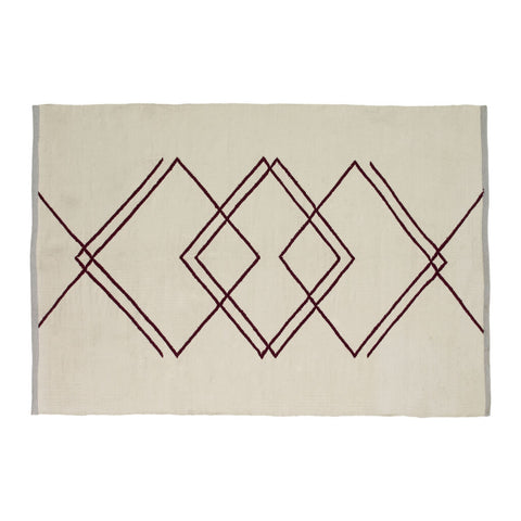 Rhomb Rug White/Burgundy