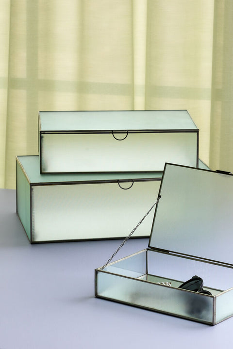 Ripple Glass Boxes Nickel (set of 3)