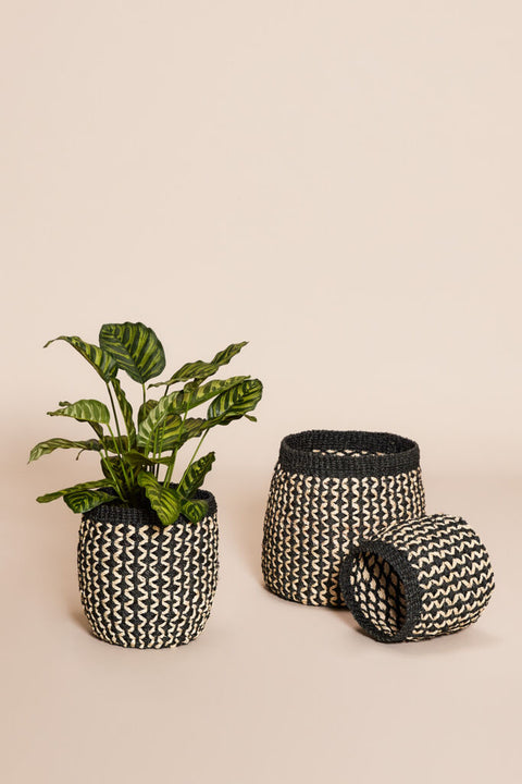 Sprout Baskets Black/Natural (set of 3)