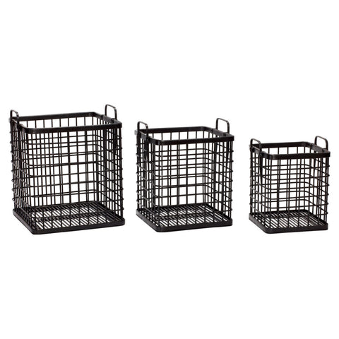 Square Baskets Black (set of 3)