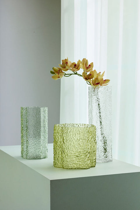 Triple Vases Green/Clear (set of 3)