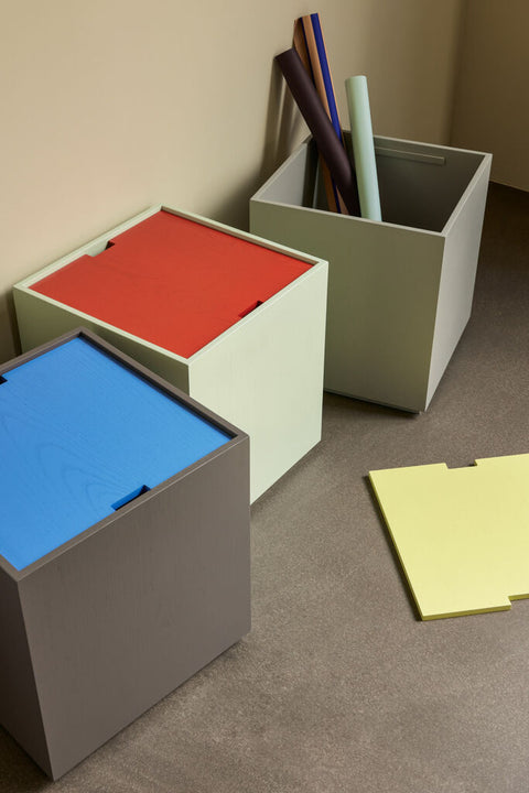 Vault Side Table/Storage Box Brown/Blue