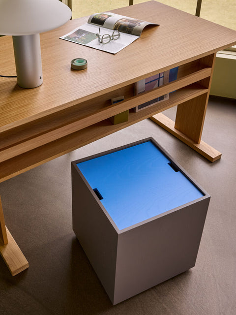 Vault Side Table/Storage Box Brown/Blue