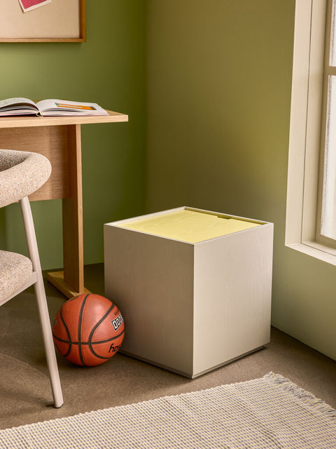 Vault Side Table/Storage Box Grey/Yellow