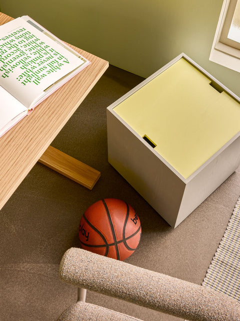 Vault Side Table/Storage Box Grey/Yellow